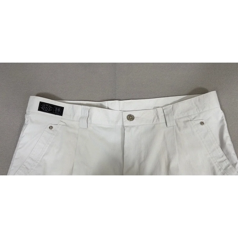 Good Day‎ Goods Mens White Pleated Cotton Trousers Size 36 Straight Leg Casual